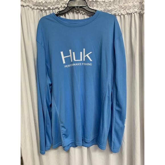 Huk Performance Fishing Long Sleeve Sun Shirt Blue XXL UPF Lightweight - Picture 2 of 4